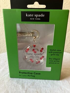 Kate Spade: Cherry Protective Case- AirTag- Gold Tone
